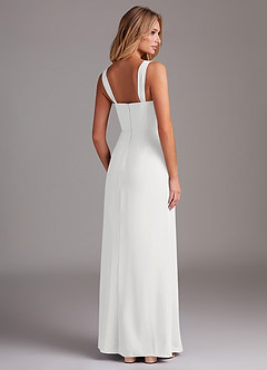 Azazie Denice Bridesmaid Dresses White Sheath Pleated Chiffon Dress image6