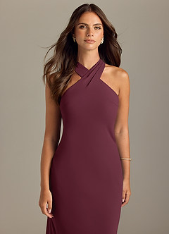 Azazie Doretta Bridesmaid Dresses Cabernet Mermaid Pleated Chiffon Dress image5