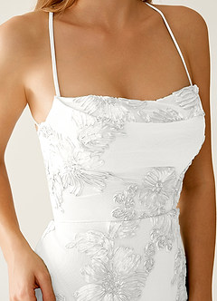 Lysandra Wit Stretch mini-jurk met 3D-bloemen en korset image2