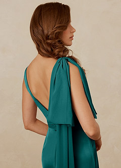 Christian Siriano Bridal for Azazie 1011 Bridesmaid Dresses Peacock Mermaid Bow Stretch Satin Dress image10