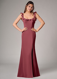 Azazie Callie Bridesmaid Dresses Merlot Mermaid Side Slit Chiffon Convertible Dress image1
