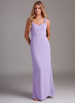 Azazie Denice Bridesmaid Dresses Lilac Sheath Pleated Chiffon Dress image1