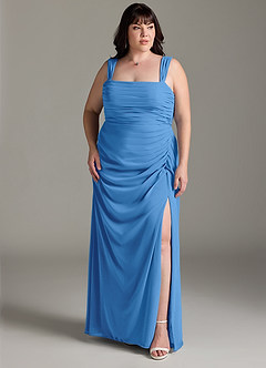 Azazie Jesaphine Abiti da Damigella Abito Tubino in Chiffon Fiocco Blue Jay image8