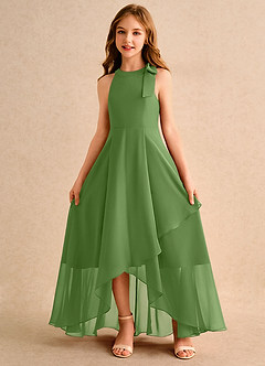 Azazie Boop Girls Formal Abiti da Ragazza di Fiori Abito A-Line in Chiffon Fiocco Basilico image5