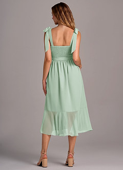 Azazie Deb Bridesmaid Dresses Agave A-Line with Pockets Chiffon Convertible Dress image6
