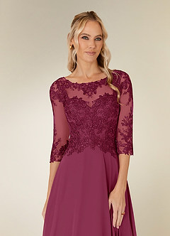 Azazie Monza Mother of the Bride Dresses Mulberry A-Line Lace Chiffon Dress image5