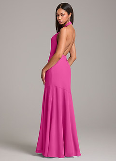 Azazie Lorena Bridesmaid Dresses Fuchsia Mermaid Pleated Chiffon Dress image6