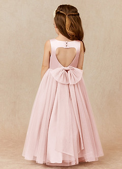 Azazie Muni Flower Girl Dresses Blushing Pink A-Line Bow Tulle Dress image1