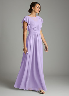 Azazie Daphne vestidos de dama de honor modestos Vestido de Corte en A Volantes Hasta el suelo Gasa image4