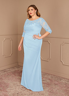 Azazie Alisondra Mother of the Bride Dresses Sky Blue Sheath Scoop Lace Lace Dress image9