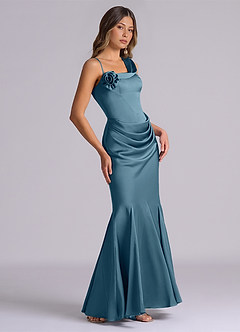 Azazie Inara Robes de demoiselle d'honneur Robe Sirène en Satin extensible Plissée Bermude image5