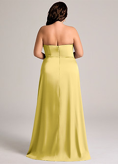 Azazie Wren Jurken voor bruidsmeisjes Converteerbaar Jurk van Stretch Satijn met A-lijn Strapless Kanarie image7