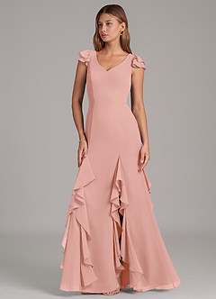 Azazie Nessa Bridesmaid Dresses Rosette A-Line Chiffon Dress image1