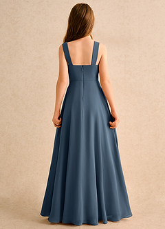 Azazie Makani Girls Formal Blumenmädchenkleider A-Linie Herzausschnitt Chiffon Kleid Neptunblau image2
