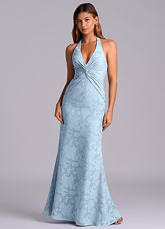 Azazie Valerie 신부 들러리 드레스 인어 주름진 플로럴 번아웃 바닥 길이 드레스 image3