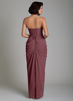 Azazie Nyra Bridesmaid Dresses Sangria Sheath Corset Chiffon Dress image2