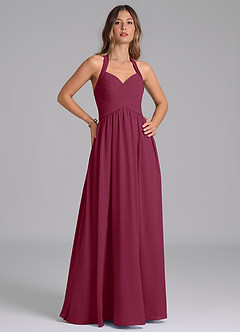 Azazie Darlyn Bridesmaid Dresses Mulberry A-Line Sweetheart Neckline Chiffon Dress image4