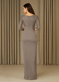 Azazie Macie Mother of the Bride Dresses Taupe Sheath Scoop Sequins Lace Dress image2