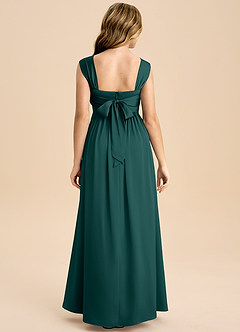 Azazie Hattie Junior Pine A-Line Pleated Stretch Satin Dress image2