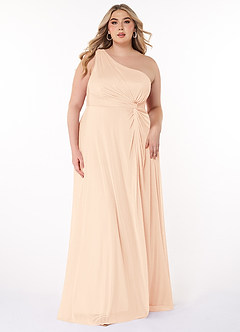 Azazie Brooke Jurken voor bruidsmeisjes Jurk van Mesh met A-Lijn One-Shoulder Parel Roze image34