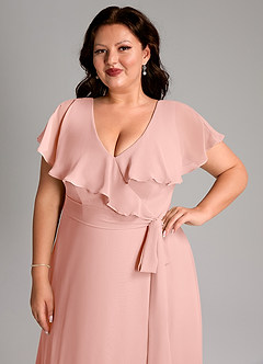 Azazie Lainey Bridesmaid Dresses Rosette A-Line with Pockets Chiffon Dress image13