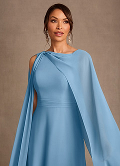 Azazie Liddie vestidos de madre de la novia Vestido de Azul Acero de Gasa de Corte en A con Plisado image5