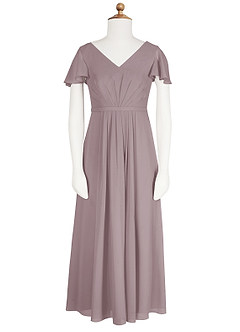 Azazie Peony Junior Dusk A-Line Pleated Chiffon Dress image6