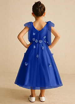 Azazie Minia Flower Girl Dresses Royal Blue A-Line Bow Matte Satin Dress image6
