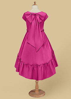 Azazie Lee Flower Girl Dresses Fuchsia A-Line Bow Stretch Satin Dress image7