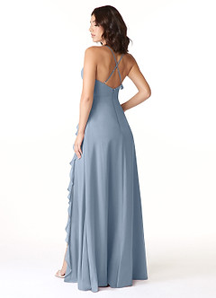 Azazie Tarni Bridesmaid Dresses Dusty Blue A-Line Chiffon Dress image2