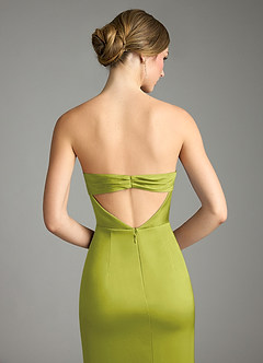 Azazie Leonis Bridesmaid Dresses Lemongrass Mermaid Pleated Stretch Satin Convertible Dress image7