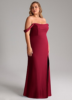 Azazie Saige Robes de demoiselle d'honneur Robe Trapèze Convertible en Mousseline de soie Épaule décolletée Bourgogne image12