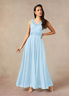 Azazie Devana Mother of the Bride Dresses Sky Blue A-Line Sequins Chiffon Dress image3