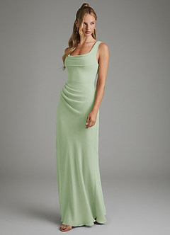 Azazie Asa Bridesmaid Dresses Dusty Sage Sheath Corset Chiffon Dress image5