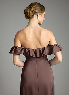 Azazie Lyra Bridesmaid Dresses Ganache A-Line Off the Shoulder Stretch Satin Convertible Dress image9