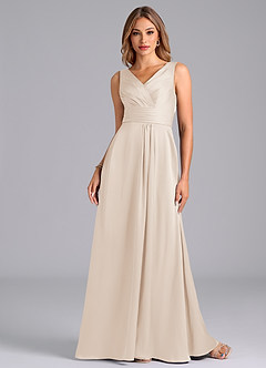 Azazie Karina Bridesmaid Dresses White Alabaster A-Line Pleated Stretch Satin Dress image4