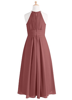 Azazie Bonnie Junior Amethyst A-Line Pleated Chiffon Dress image6