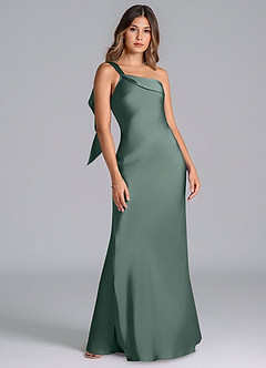 Azazie Driea Robes de demoiselle d'honneur Robe Sirène en Satin extensible Une épaule Mousse De Mer image7