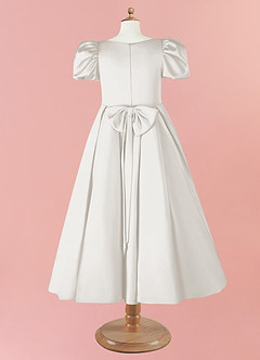 Barbie ♥ Azazie Flower Girl Dresses Diamond White Ball-Gown Sweetheart Neckline Stretch Satin Dress image10