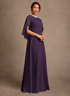 Azazie Winnifred 신부의 어머니 드레스 A라인 구슬 쉬폰 플로어 길이 드레스 image2