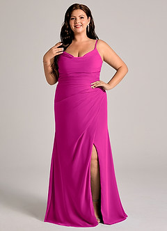 Azazie Deandra Bridesmaid Dresses Fuchsia Mermaid Pleated Chiffon Dress image7