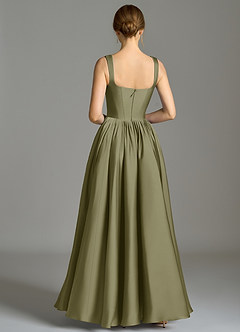 Azazie Verina Bridesmaid Dresses Pistachio A-Line Pleated Stretch Satin Dress image6