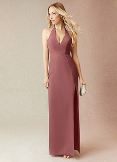 Azazie Yessi Bridesmaid Dresses Amethyst Sheath Pleated Chiffon Dress image1