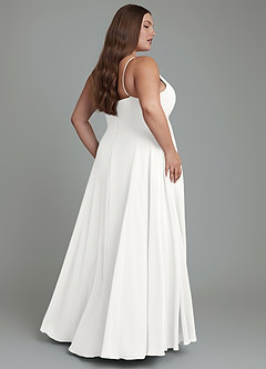 Azazie Amani Robes de demoiselle d'honneur Robe Trapèze en Mousseline de soie Plissé Blanc image8