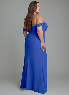 Azazie Johana Jurken voor bruidsmeisjes Converteerbaar Jurk van Chiffon met Zeemeermin Off-shoulder Koningsblauw image2