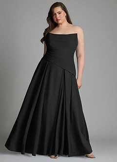 Azazie Gabriela Robes de demoiselle d'honneur Robe Trapèze en Mousseline de soie Corset Noir image15