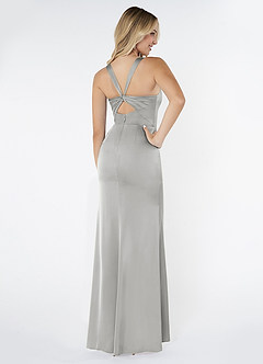 Azazie Mero Brudtärnklänningar Klänning av Tubklänning i Stretch Satin Plisserad Silver image3