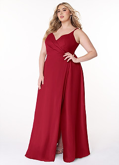 Azazie Lennon Bridesmaid Dresses Scarlet A-Line Lace Chiffon Dress image10