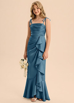 Azazie Ryan Junior Bermuda Sheath Bow Stretch Satin Dress image4