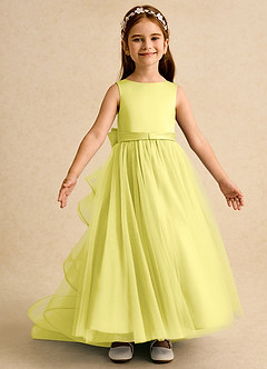 Azazie Lior Flower Girl Dresses Canary Ball-Gown Pleated Tulle Dress image6